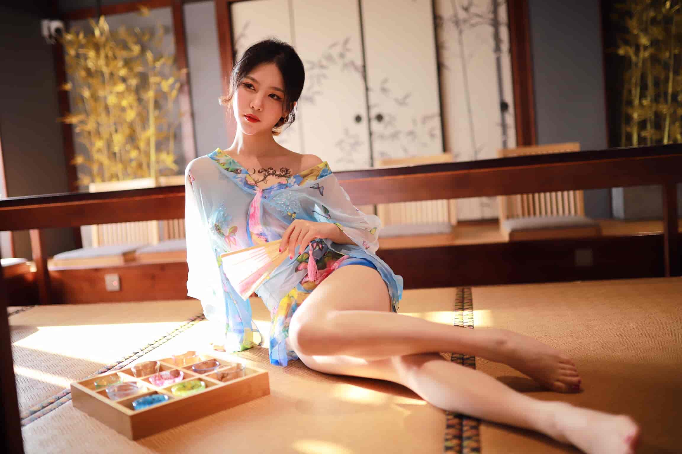 抖娘-利世水蓝和服 ​​​​[30P-47M]